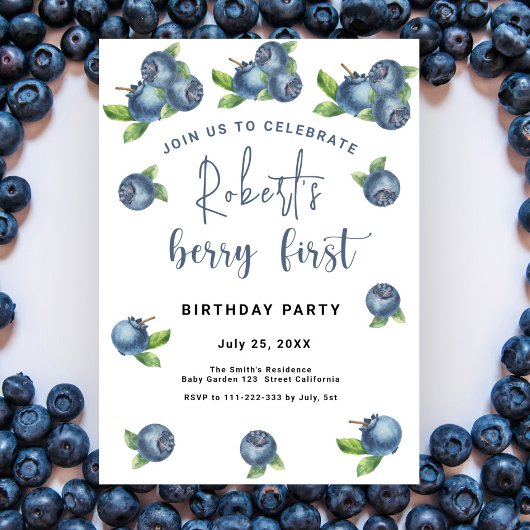 Invitation Blueberries 1er anniversaire | Berry First