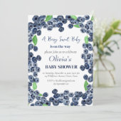 Invitation Blueberries Fruit Berry Baby shower doux (Debout devant)