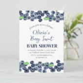 Invitation Blueberries Fruit Berry Baby shower doux (Debout devant)