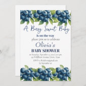 Invitation Blueberries Fruit Berry Baby shower doux (Devant / Derrière)