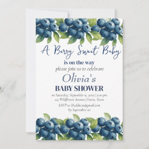 Invitation Blueberries Fruit Berry Baby shower doux