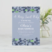 Invitation Blueberries Fruit Berry Baby shower doux (Debout devant)