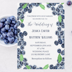 Invitation Blueberries Fruits Aquarelle Boho Mariage