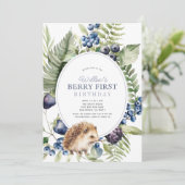 Invitation Blueberries & Hedgehog Berry Premier anniversaire (Debout devant)