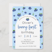 Invitation Blueberry 1er anniversaire Berry First Photo (Devant)