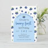 Invitation Blueberry 1er anniversaire Berry First Photo (Debout devant)