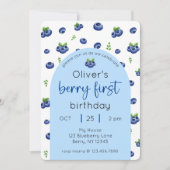 Invitation Blueberry 1er anniversaire Berry First Photo (Devant)