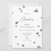 Invitation Blueberry Anniversaire Fête Berry Sweet Aquarelle (Devant)