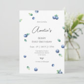Invitation Blueberry Anniversaire Fête Berry Sweet Aquarelle (Debout devant)