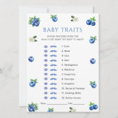 Invitation Blueberry Baby Shower Baby Traits Game Card (Devant)