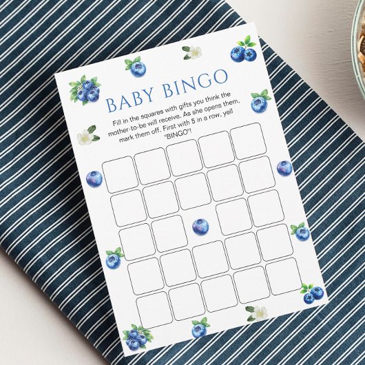 Invitation Blueberry Baby Shower Bingo Game Card