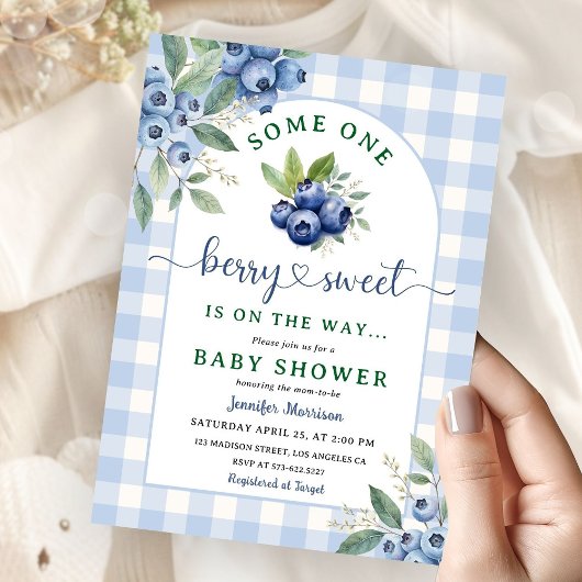 Invitation Blueberry Baby shower Boy Berry Sweet