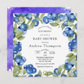 Invitation Blueberry | Baby shower doux (Devant / Derrière)