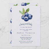 Invitation Blueberry | Baby shower doux (Devant / Derrière)