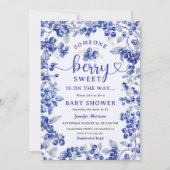 Invitation Blueberry Baby shower Navy Blue Boy Berry Sweet (Devant)