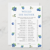 Invitation Blueberry Baby Shower Would She Rather Game Card (Devant)