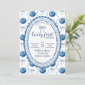 Invitation Blueberry Baby's Berry First 1st Birthday Party (Debout devant)