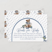 Invitation Blueberry Bear Baby Boy Shower Book Request (Devant / Derrière)