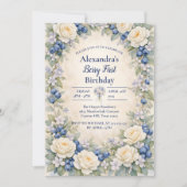 Invitation Blueberry Berry Botanical 1st Birthday (Devant)