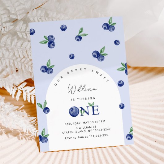 Invitation Blueberry Berry doux garçon premier anniversaire