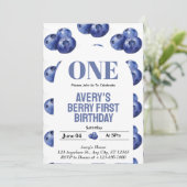 Invitation Blueberry Berry Première fille 1er anniversaire (Debout devant)