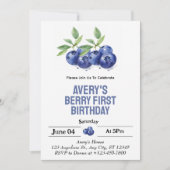 Invitation Blueberry Berry Première fille 1er anniversaire (Devant)