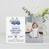 Invitation Blueberry Berry Première fille 1er anniversaire Ph (Debout devant)