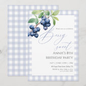 Invitation Blueberry Berry Sweet Birthday (Devant / Derrière)