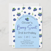 Invitation Blueberry Berry Sweet Birthday Photo (Devant)