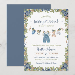 Invitation Blueberry Berry Sweet Clothesline Baby shower