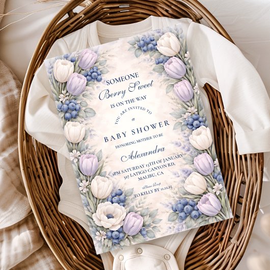Invitation Blueberry Blossom Garden Baby Shower