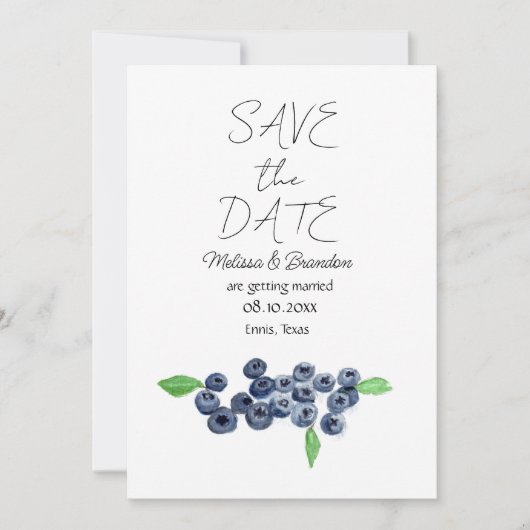 Invitation Blueberry Blueberries Berries Rustique Mariage (Devant)