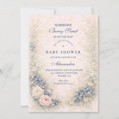 Invitation Blueberry Botanical Frame Baby Shower (Devant)