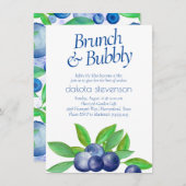 Invitation Blueberry Chic | Bleu classique Bleu Bleu Brunch (Devant / Derrière)