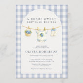 Invitation Blueberry Clothesline Photo Baby Shower (Devant)