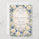 Invitation Blueberry Floral Wreath Baby Shower (Devant)