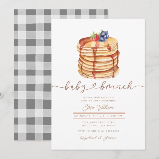 Invitation Blueberry fraise Baby Baby shower Brunch (Devant / Derrière)