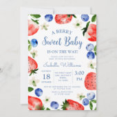 Invitation Blueberry fraise Berry Baby shower doux (Devant)