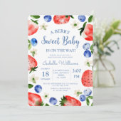 Invitation Blueberry fraise Berry Baby shower doux (Debout devant)