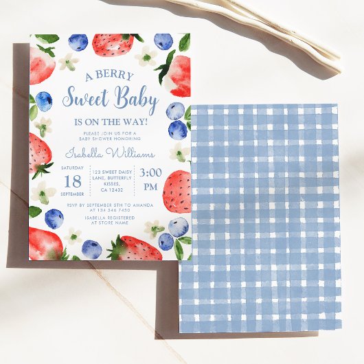 Invitation Blueberry fraise Berry Baby shower doux
