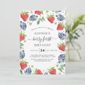 Invitation Blueberry fraise Sweet Berry Premier anniversaire (Debout devant)