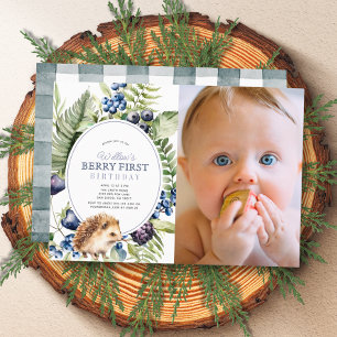 Invitation Blueberry Hedgehog Berry 1er anniversaire Photo