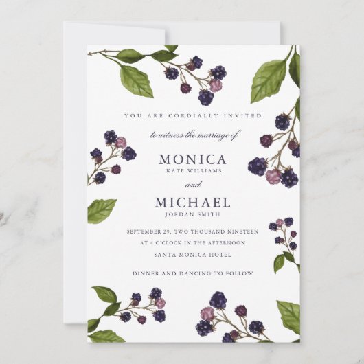 Invitation Blueberry mariage botanique moderne (Devant)