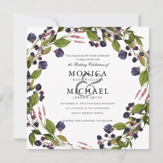 Invitation Blueberry | mariage botanique rustique (Devant)