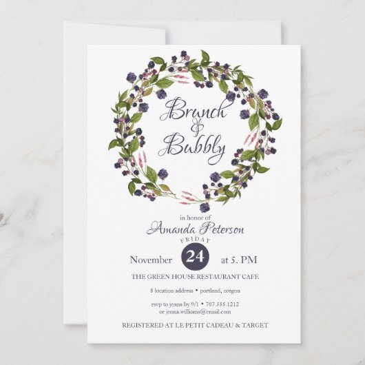 Invitation Blueberry | MARIAGE BRUNCH & Bubbly (Devant)