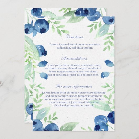 Invitation Blueberry Midsummer Rustic Berry Mariage (Devant / Derrière)