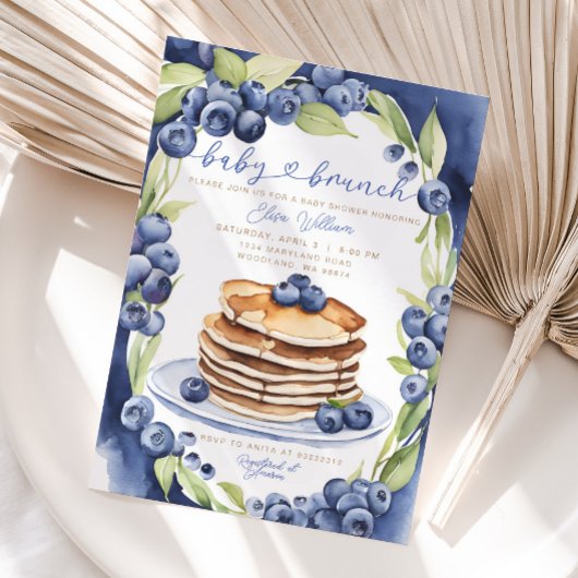 Invitation Blueberry Pancakes Baby Brunch Baby shower