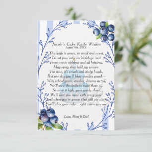 Invitation Blueberry Premier Anniversaire Cake Knife Poem