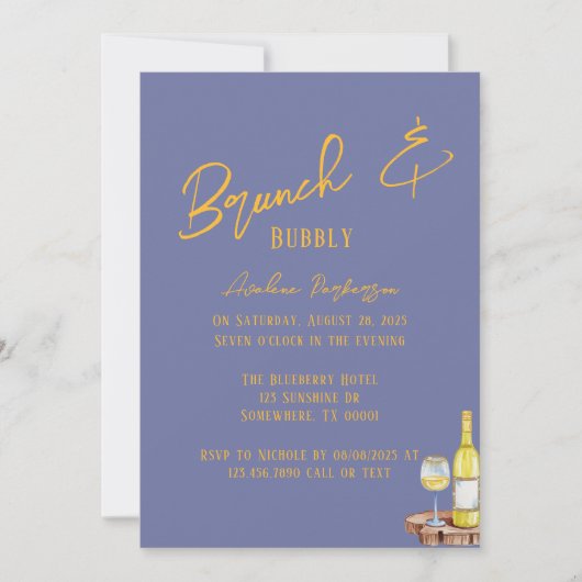 Invitation Blueberry Sunshine Typographie Brunch & Bubbly (Devant)