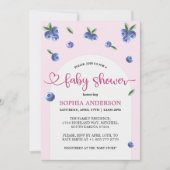 Invitation Blueberry Sweet Watercolor Baby shower fille (Devant)